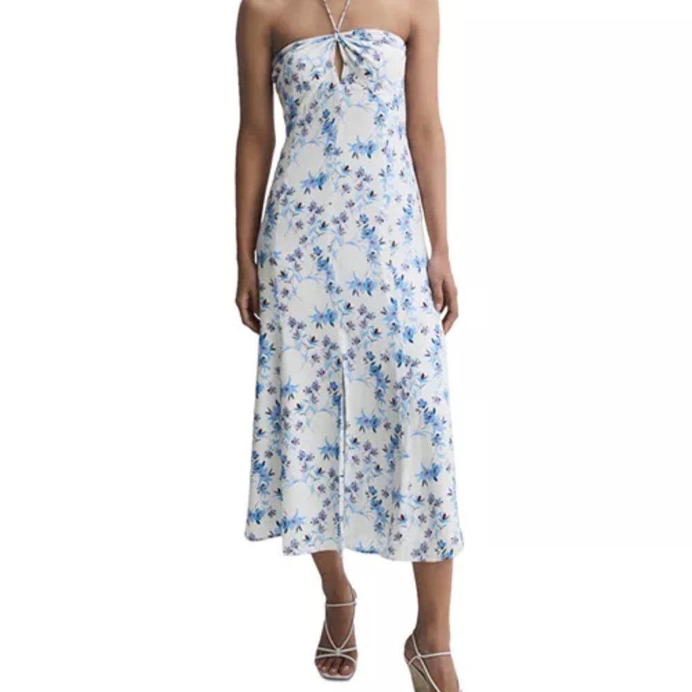 Reiss Sophia floral print halter neck midi dress NWT